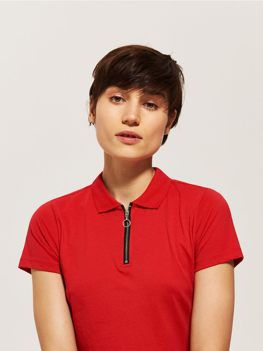 zipper polo shirt