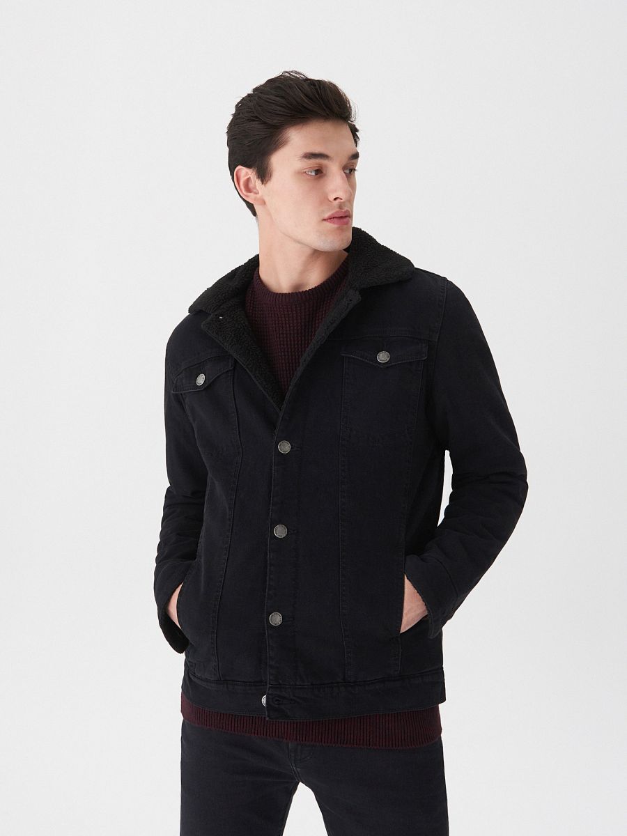 warm black denim jacket