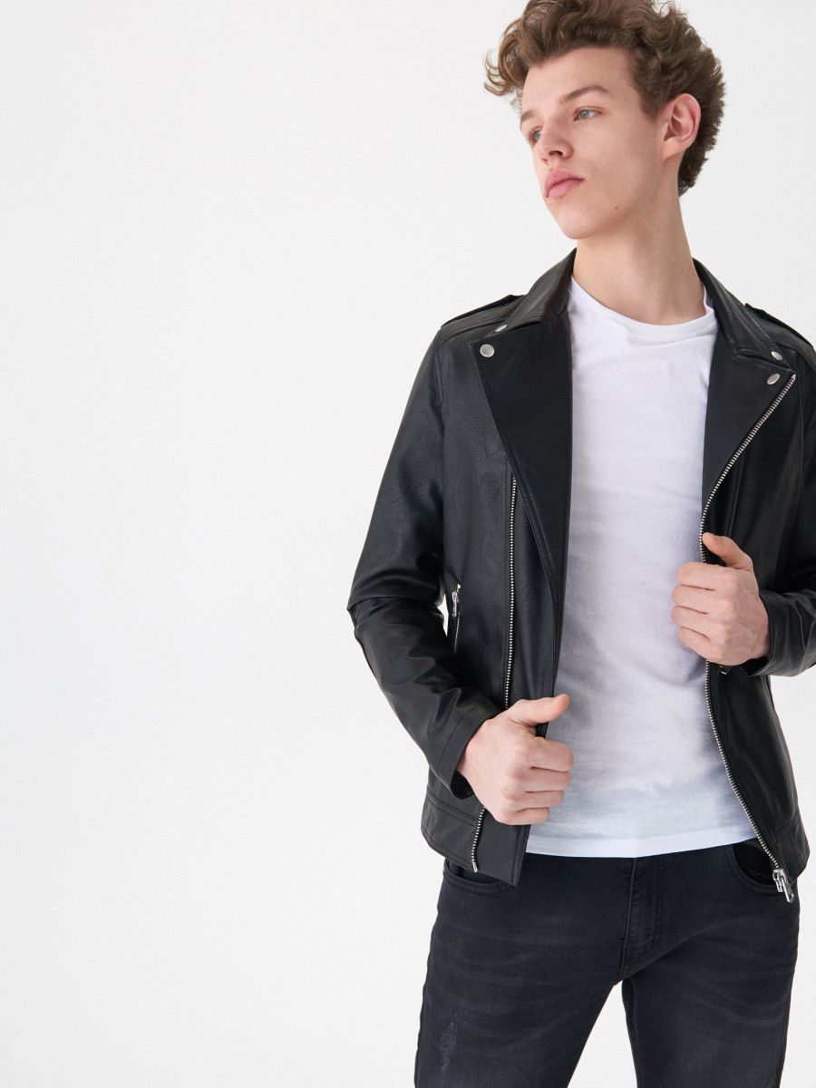 biker faux leather jacket