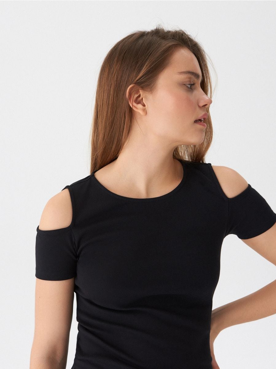 Cold shoulder T-shirt, HOUSE, VK526-99X