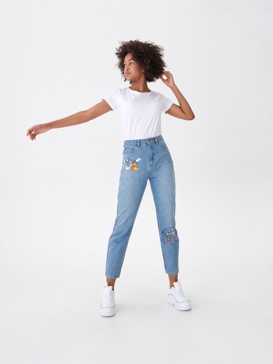 Tom and Jerry print mom jeans, HOUSE 