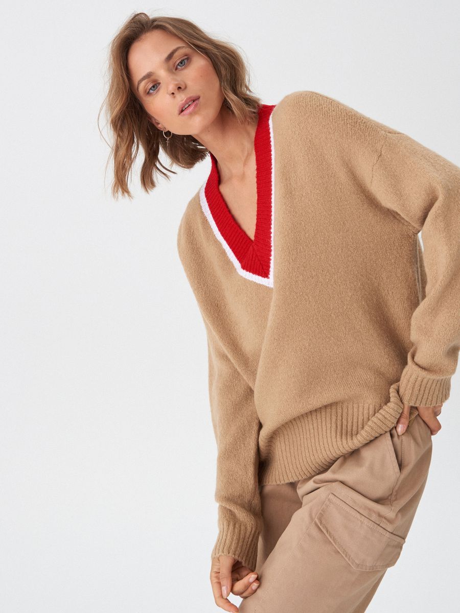 V neck oversized jumper Clearance