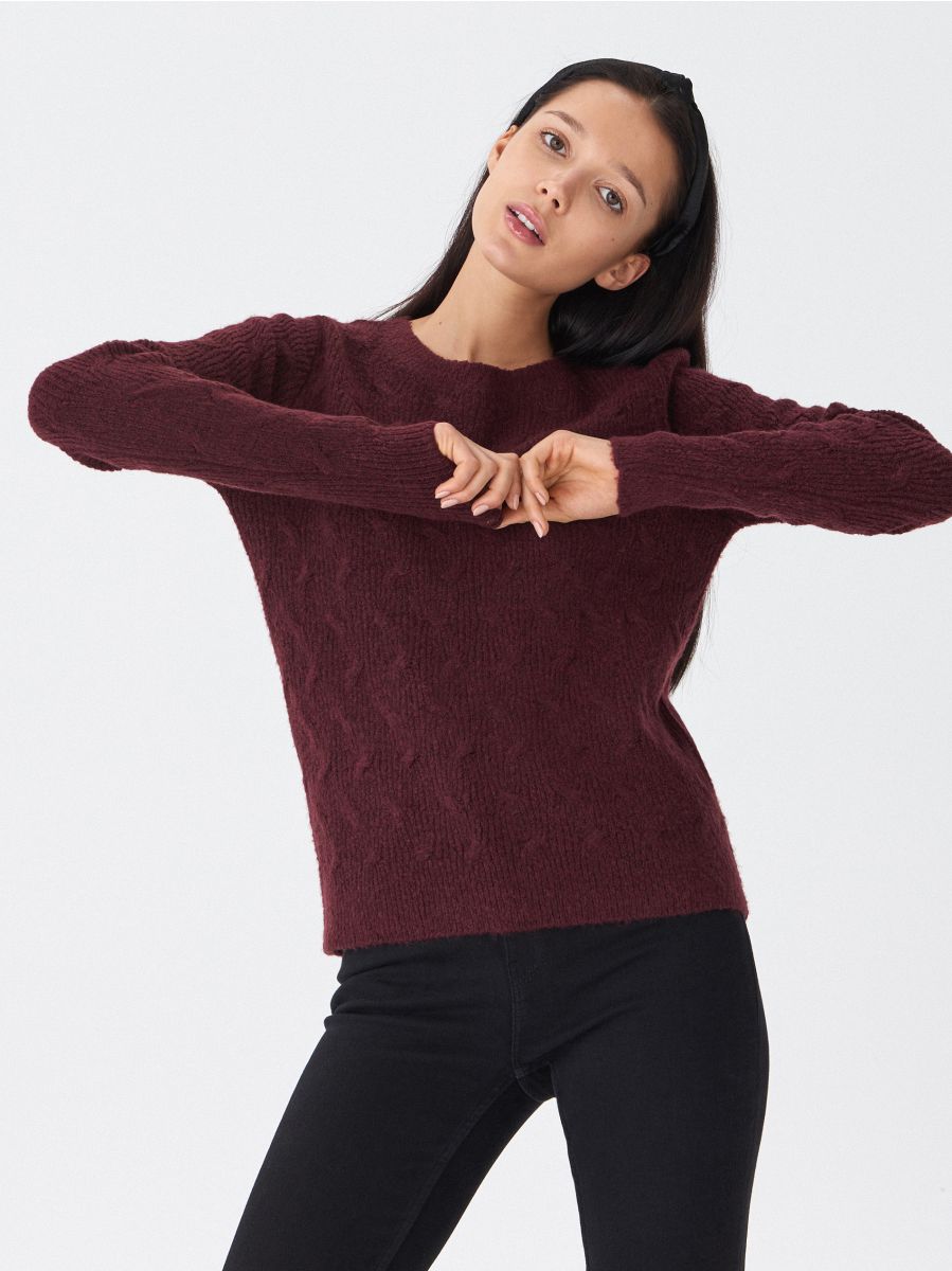 maroon knit jumper