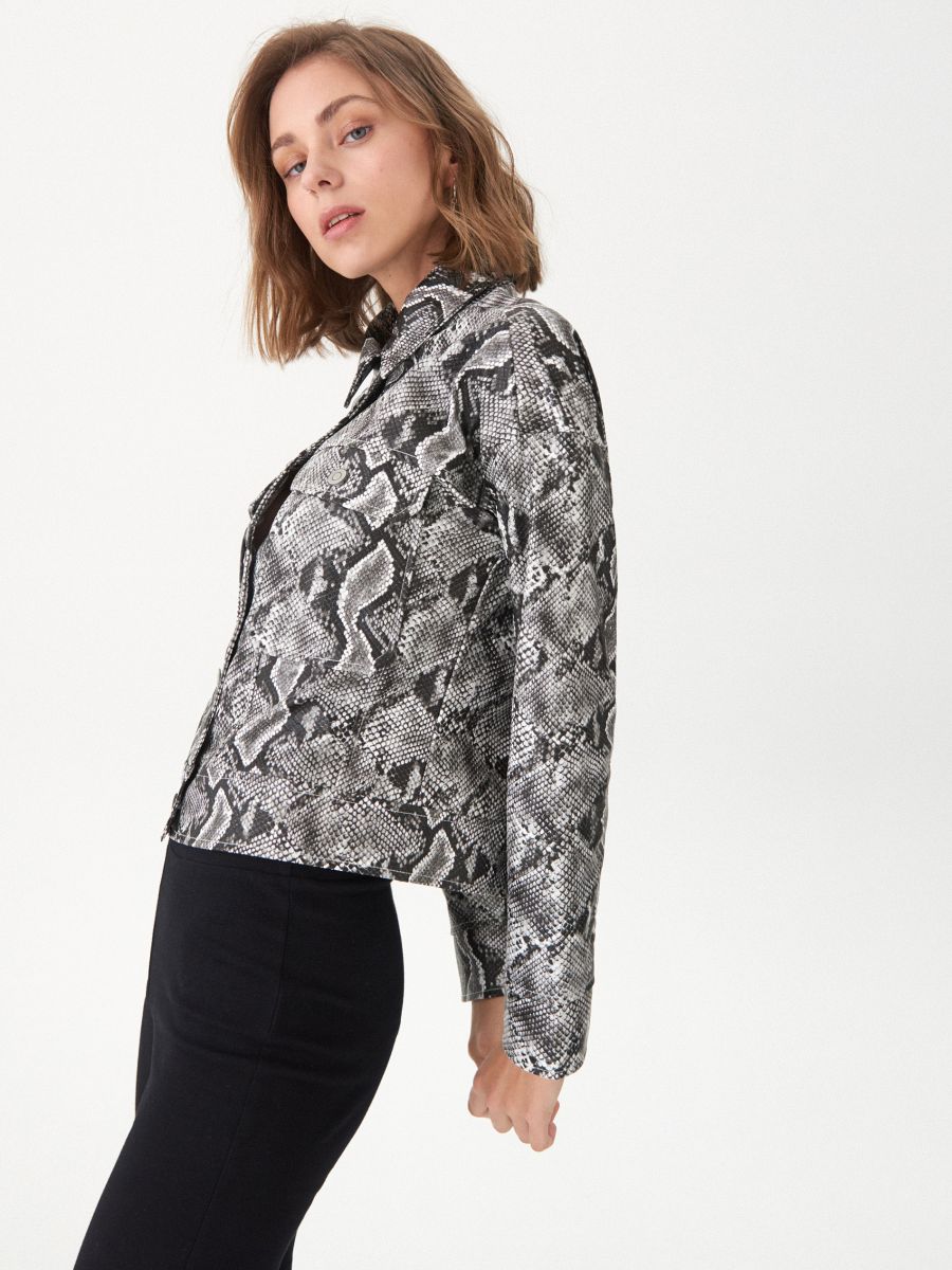 Snakeskin print denim jacket , HOUSE 