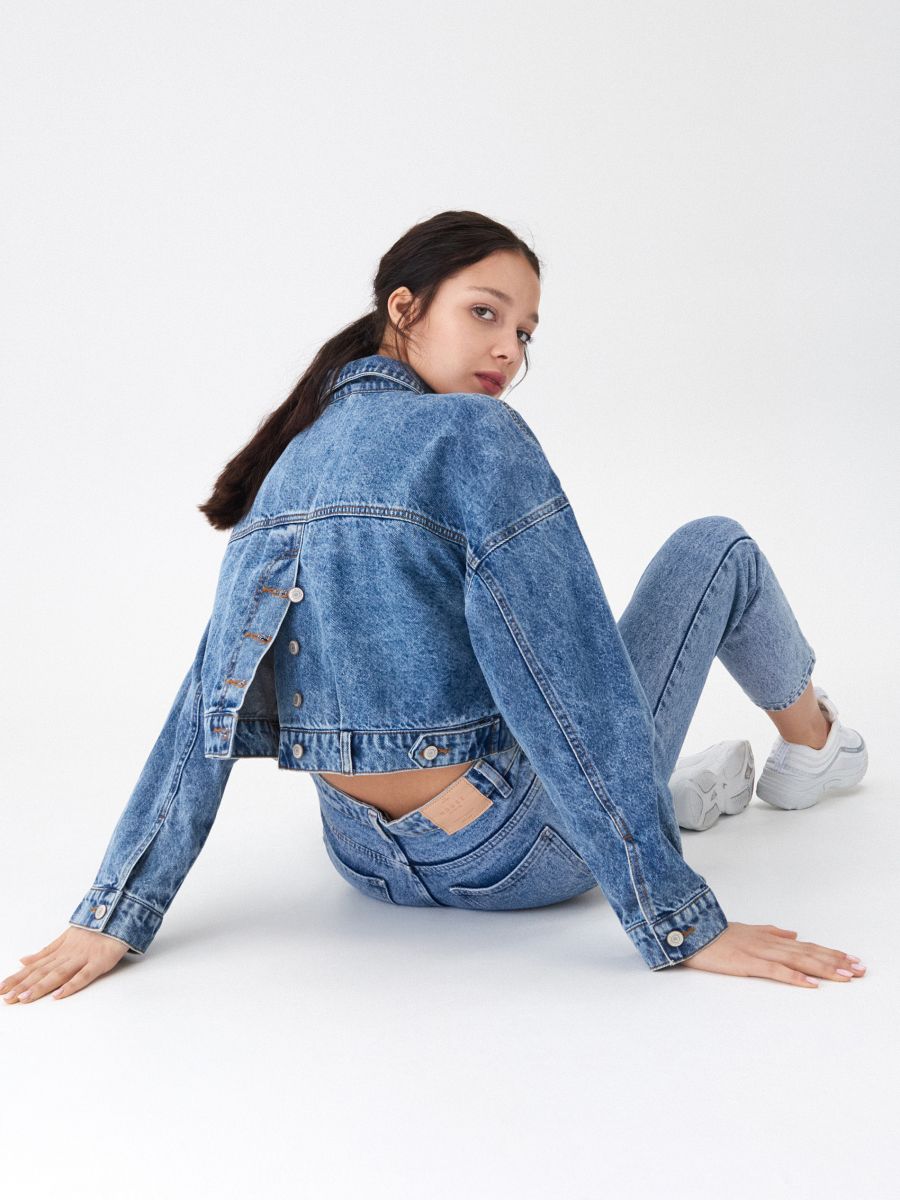 oversized cropped denim jacket