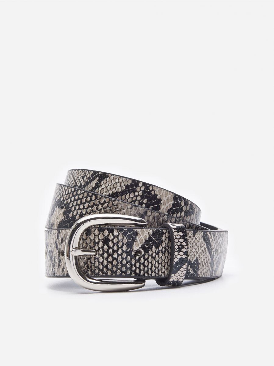 white snake print belt