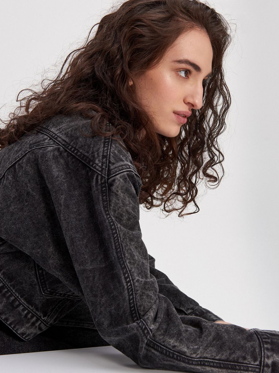 Oversized cropped denim jacket, HOUSE 