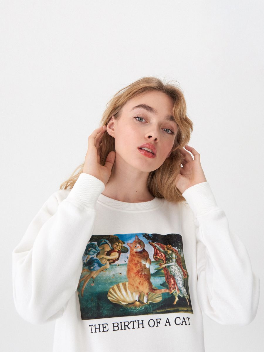 cat print sweatshirt