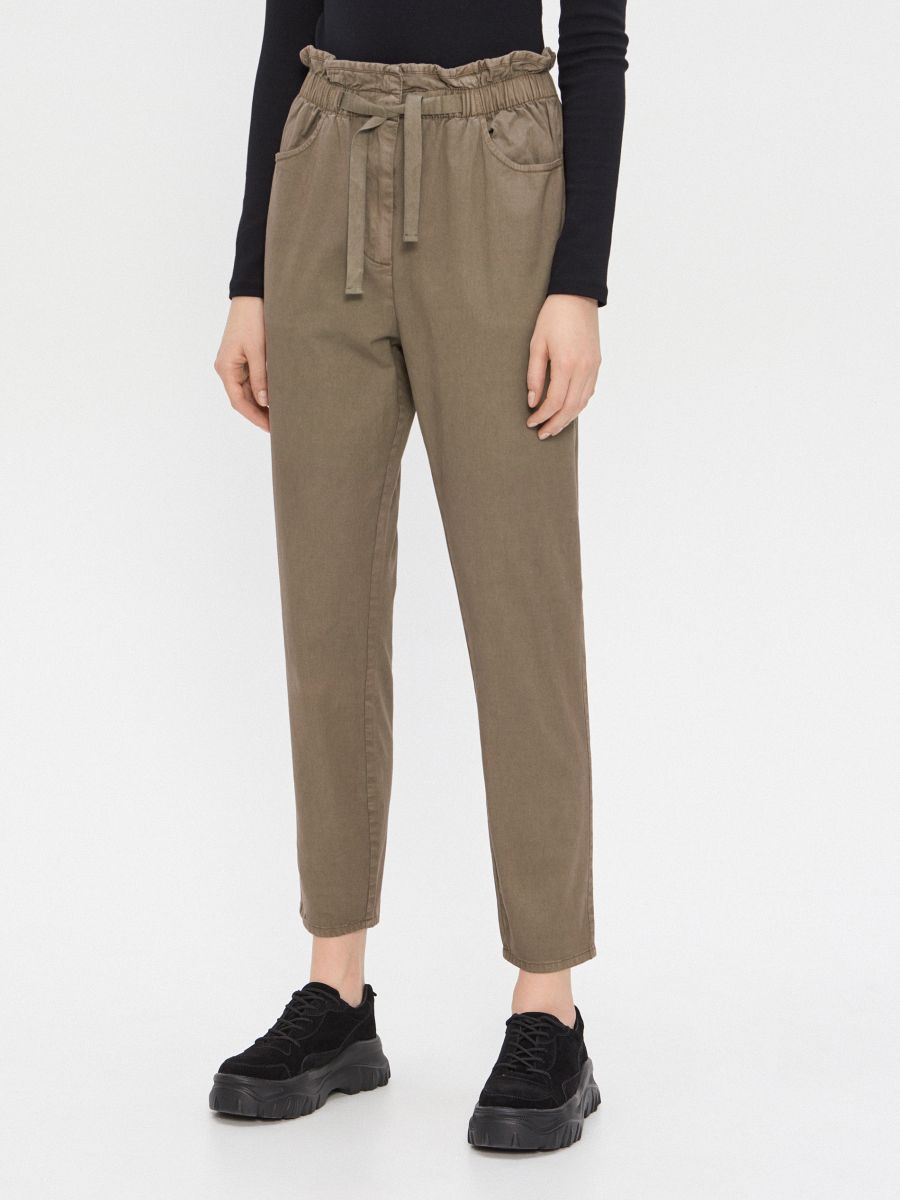 khaki cigarette trousers