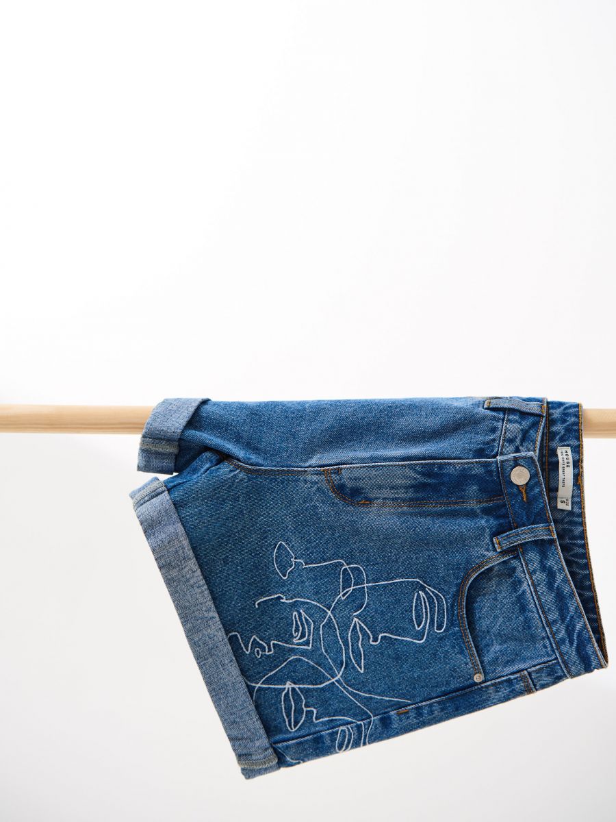 embroidered denim shorts