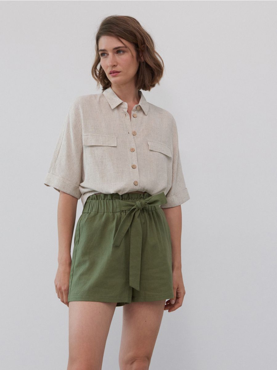 Paperbag shorts khaki Clearance