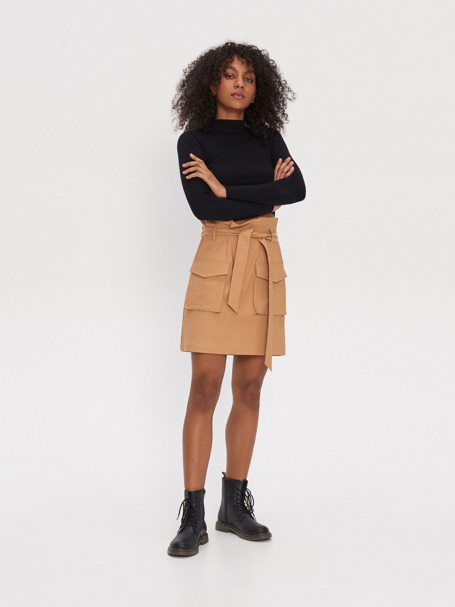 beige cargo skirt