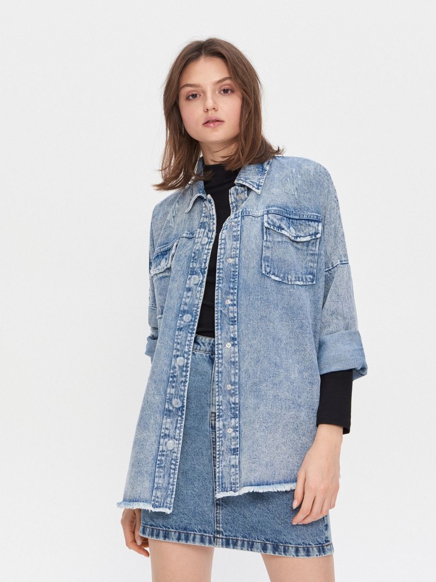 Oversized denim shacket, HOUSE, XY279-05J