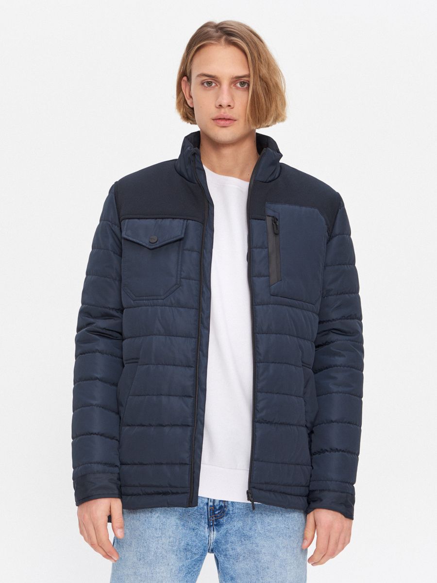 jean jacket with fabric sleeves