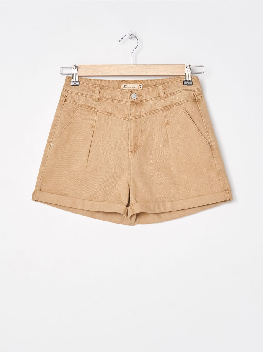 one button high waisted shorts