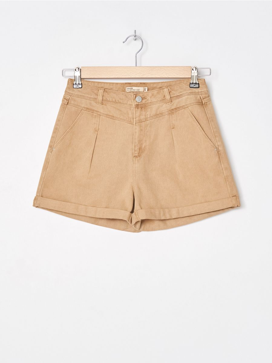 beige high waisted shorts