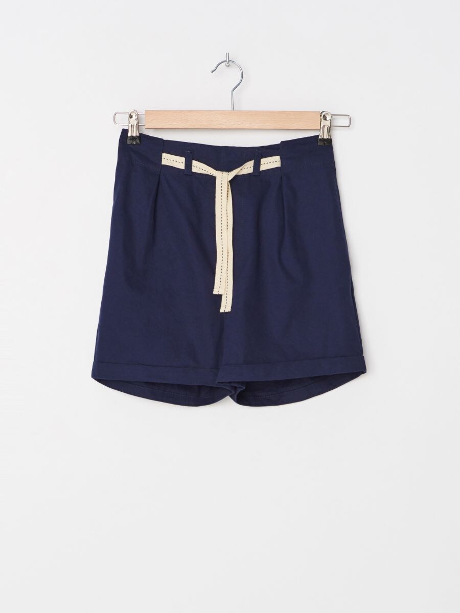 navy paper bag shorts