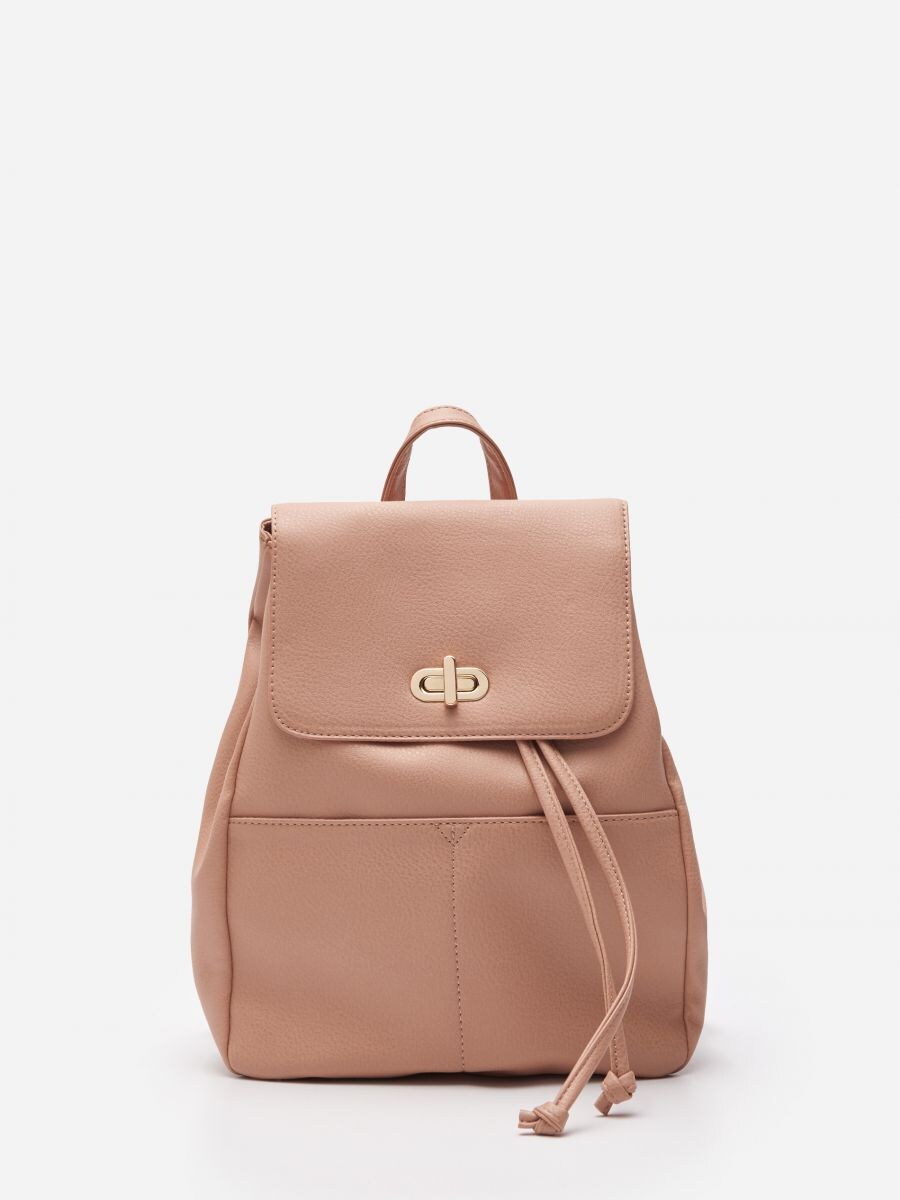 pink faux leather backpack