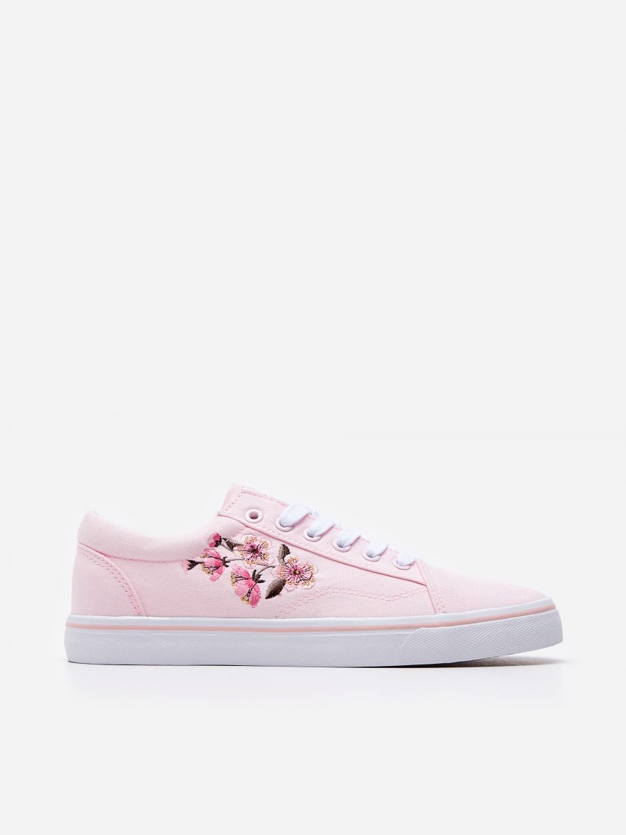 floral embroidered trainers