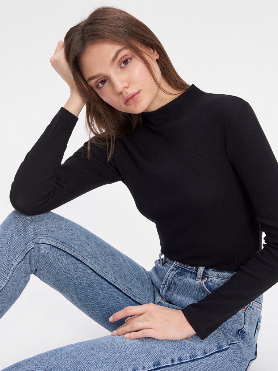 basic mock neck top