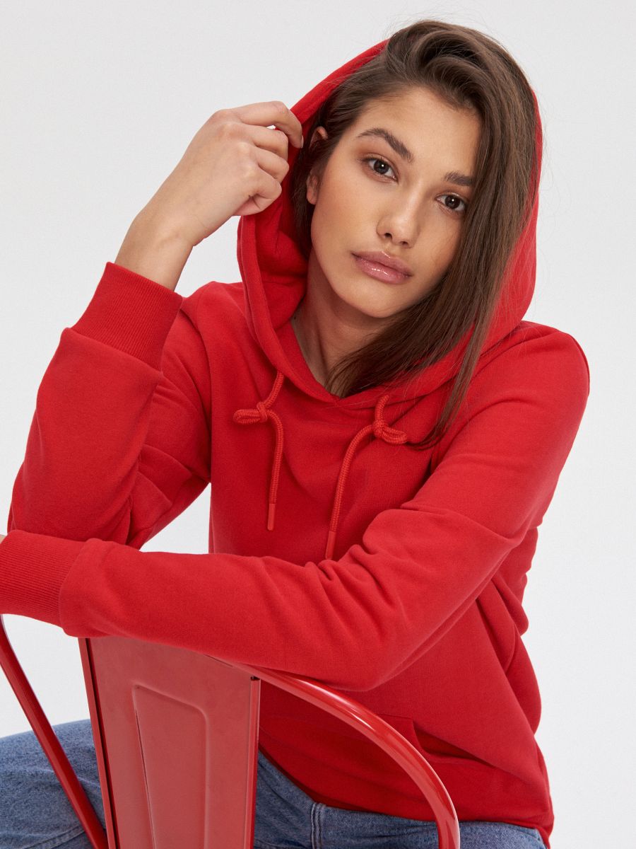 red basic hoodie