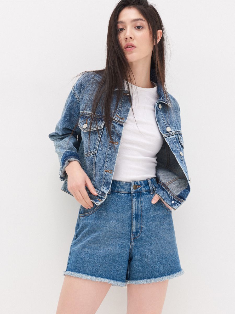 denim jacket half black