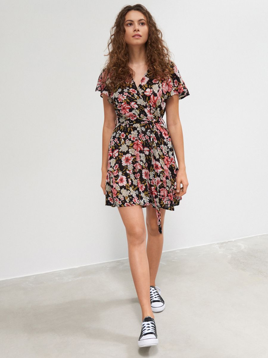 floral wrap around dress