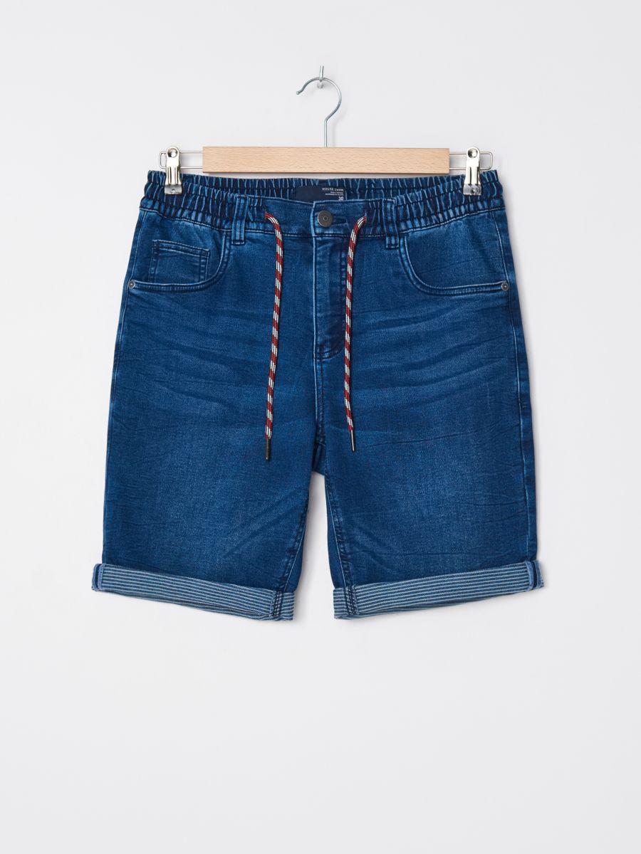 Denim shorts with turn-up hem, HOUSE 