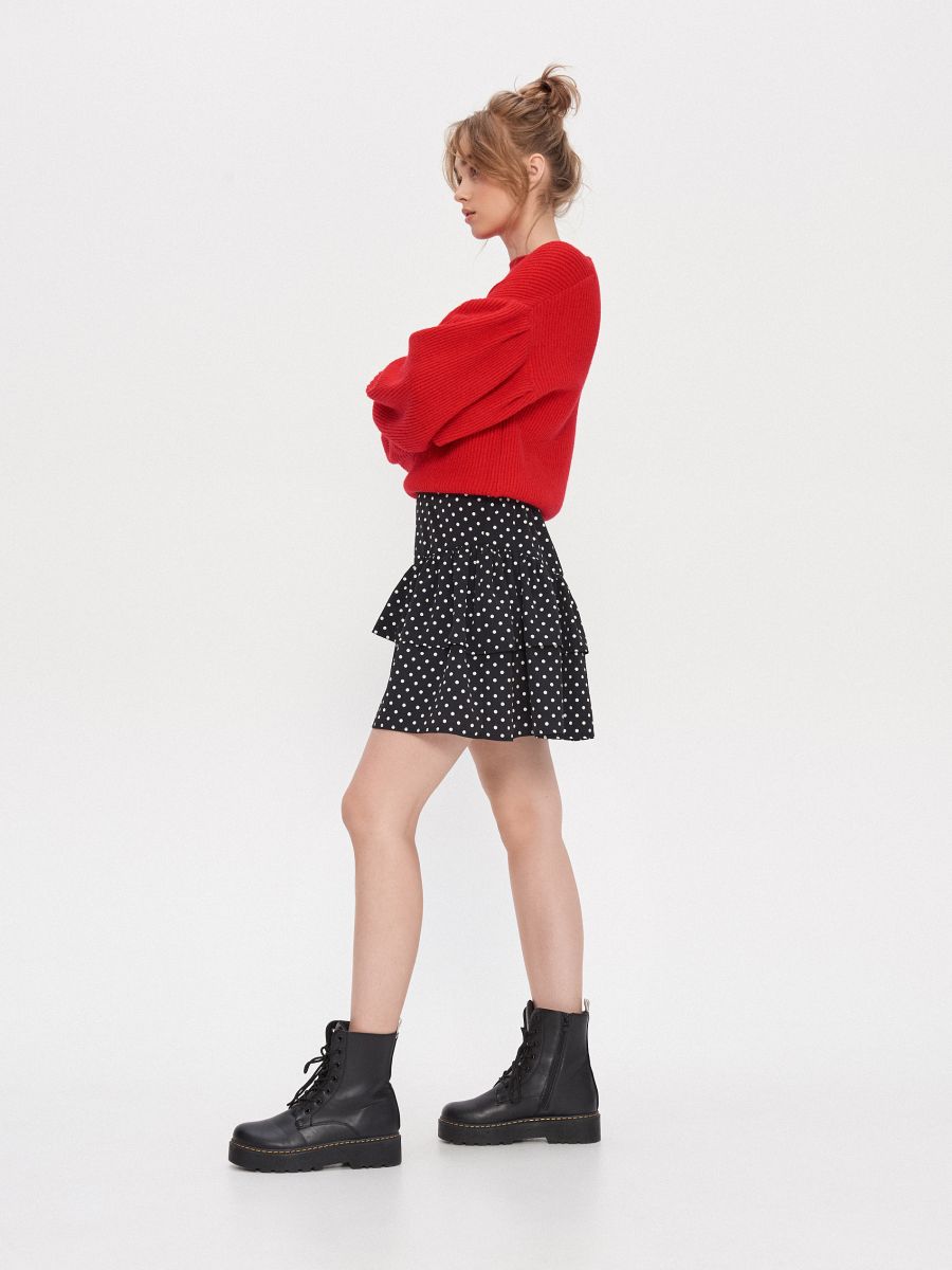 polka dot skirt black