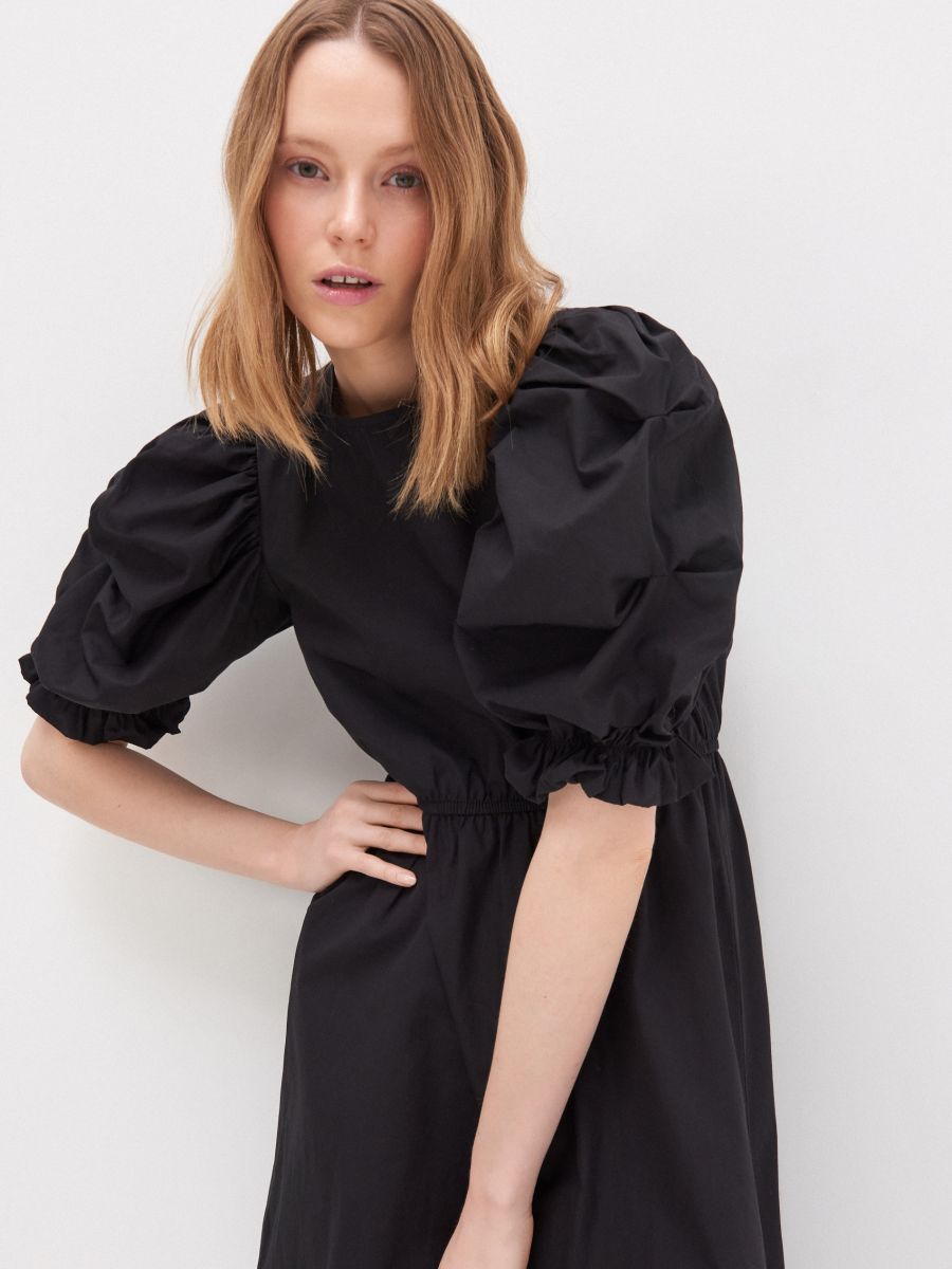 puff sleeve cotton dress