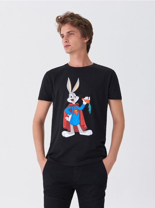 Tričko s potlačou Bugs Bunny - čierna - VE291-99X - HOUSE