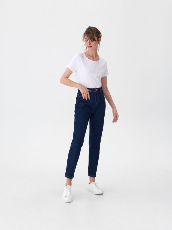 Blugi Mom jeans - albastru metalizat - VY633-95J - HOUSE