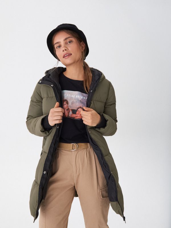 Стеганое пальто с капюшоном - khaki - WH859-87X - HOUSE