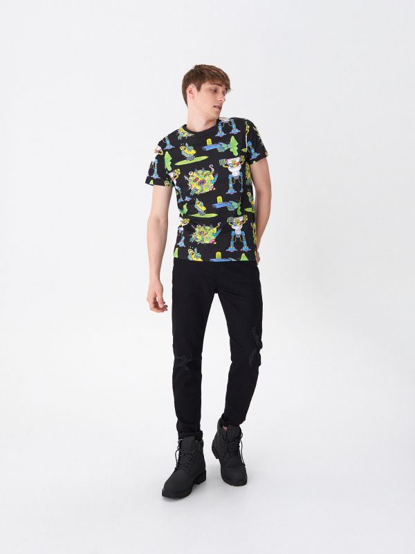 Marškinėliai su Rick and Morty spauda - juoda - WY692-99X - HOUSE
