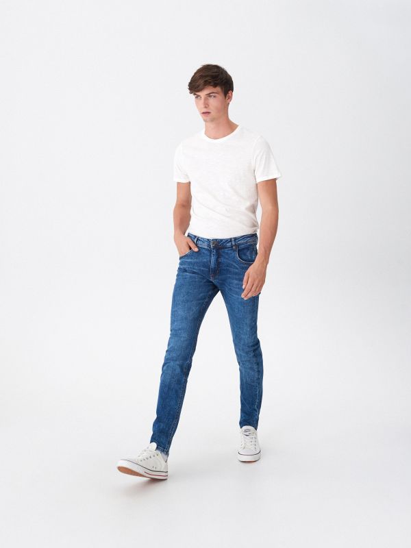 Džíny slim fit s vysokým podílem organické bavlny - modrá - XH398-55J - HOUSE