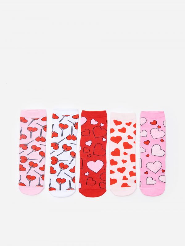 5 pack skarpetek w serca - wielobarwny - YB394-MLC - HOUSE