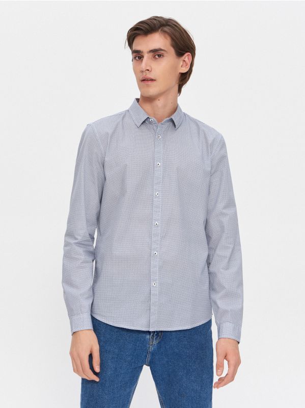 Hemd mit Feinem Muster - blau - YC122-50X - HOUSE