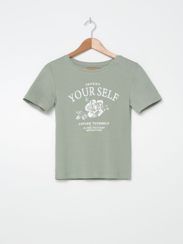 Printed t-shirt - pale green - 0201E-07X - HOUSE