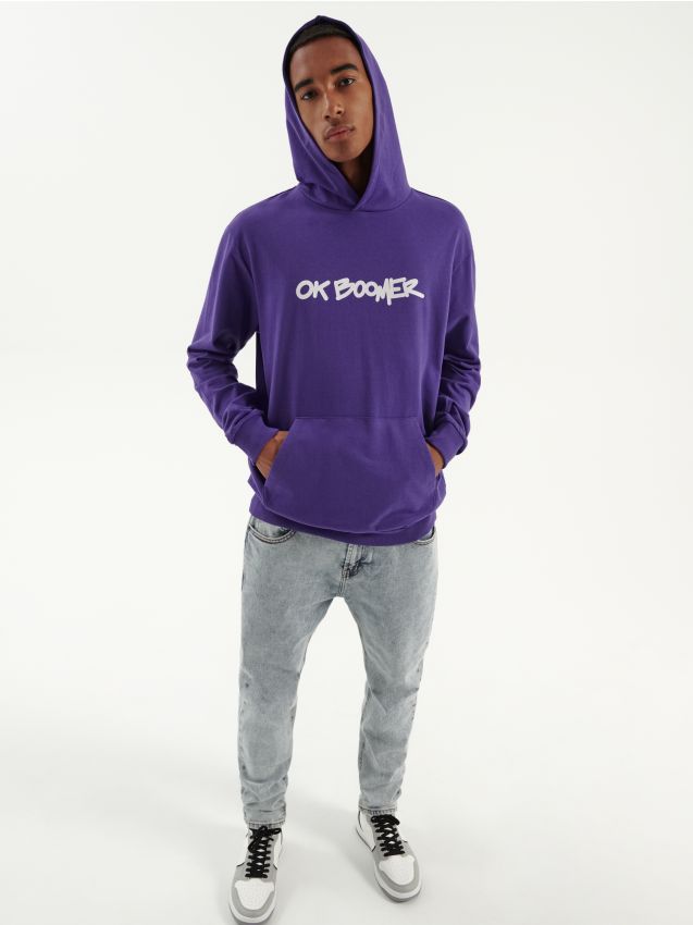 Hanorac cu imprimeu Ok Boomer - violet - HOUSE