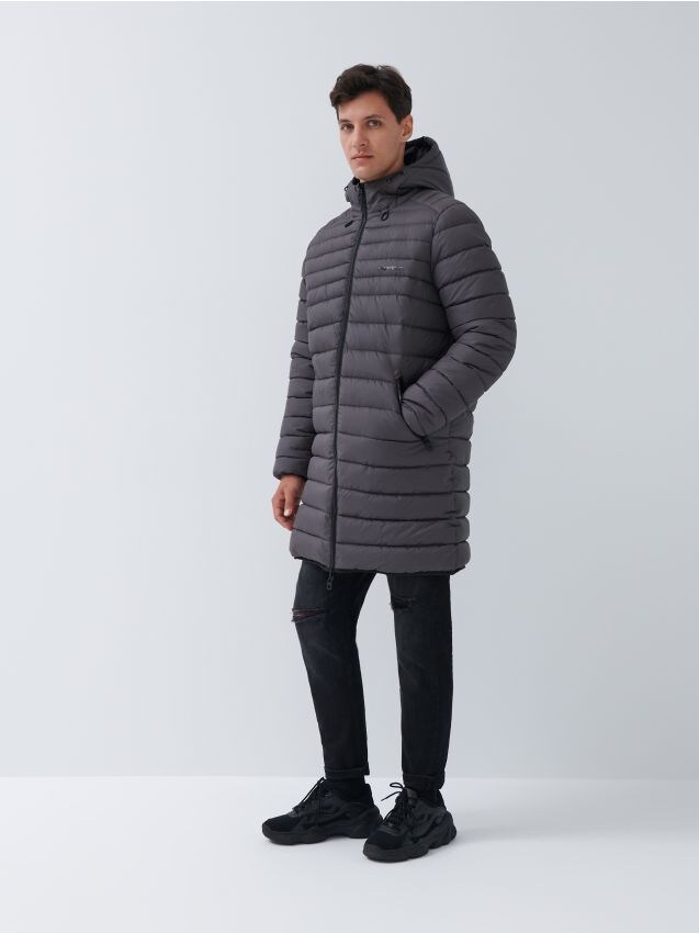 Dvipusis paltas su gobtuvu - dark grey - 0476H-90X - HOUSE