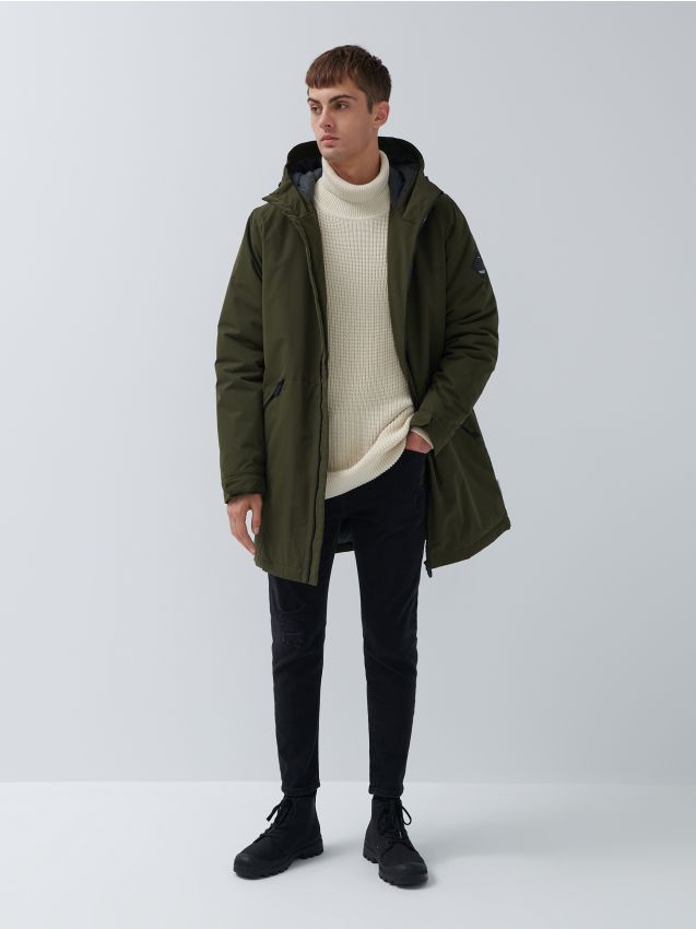 Palton cu glugă - brownish green - 0488H-78X - HOUSE