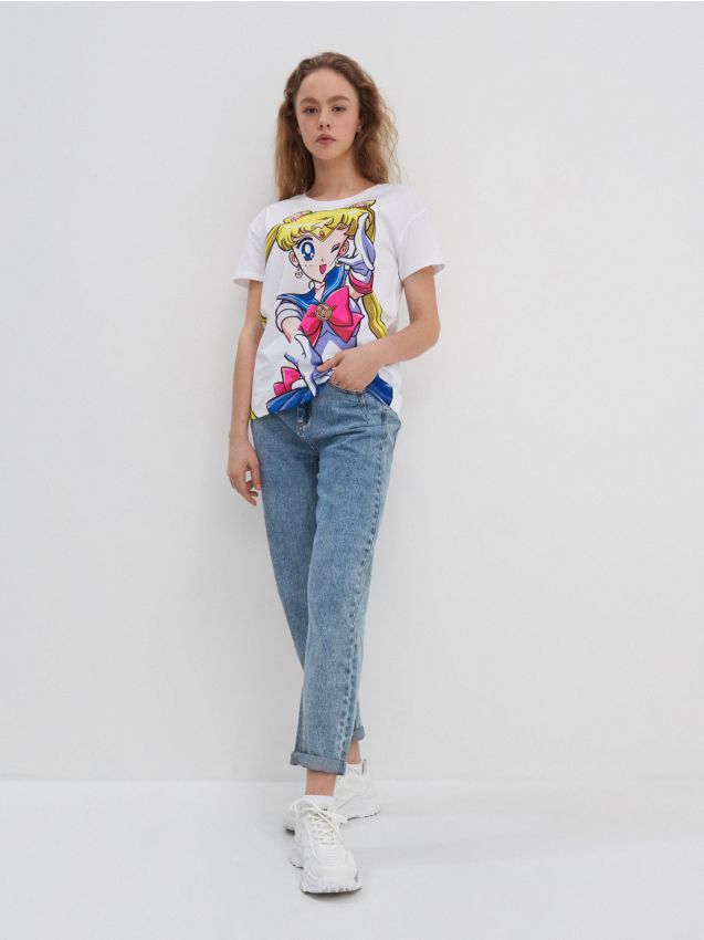 T-shirt z nadrukiem Sailor Moon - biały - 0558A-00X - HOUSE
