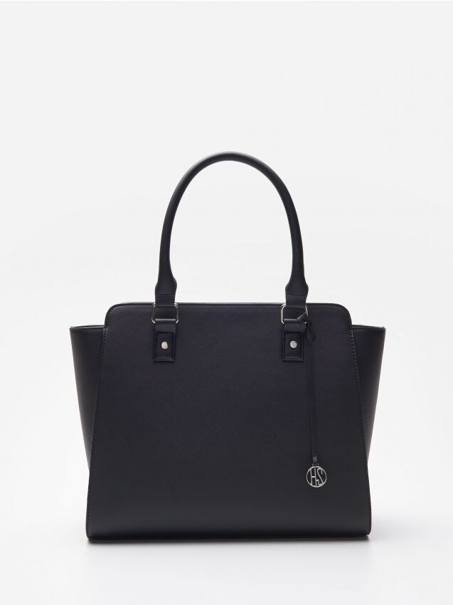 Tote stiliaus rankinė su pakabuku - juoda - 0638A-99X - HOUSE
