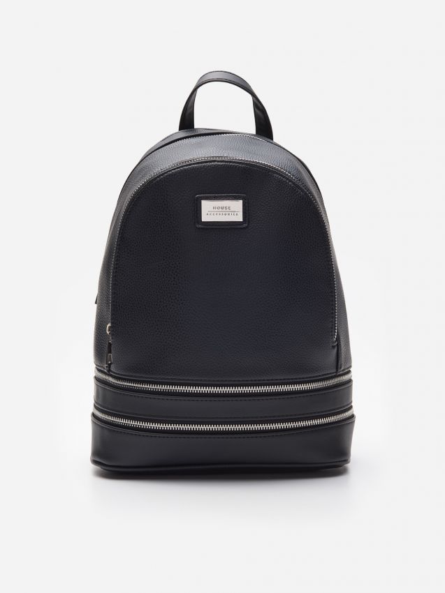 Rucsac cu fermoare decorative - negru - 0642A-99X - HOUSE
