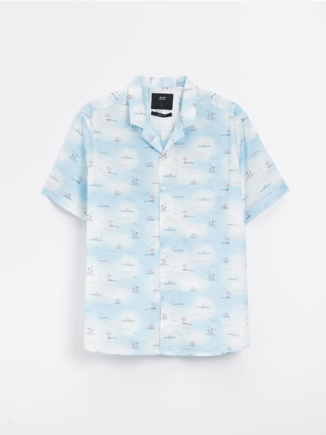 Camisa de manga corta estampada - azul claro - HOUSE