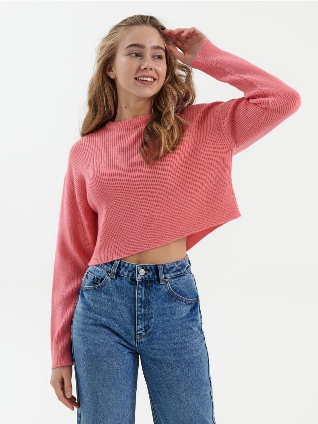 Patrumpintas megztinis - hot pink - HOUSE