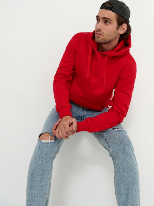 Bluza z kapturem basic - czerwony - 1325H-33X - HOUSE