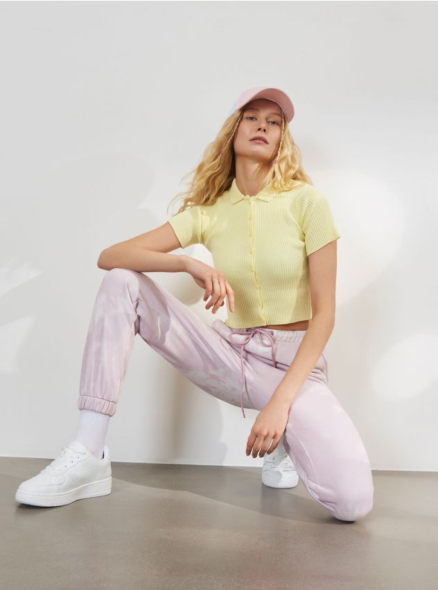 SHORT SLEEVED SWEATER - light yellow - 1655E-10X - HOUSE