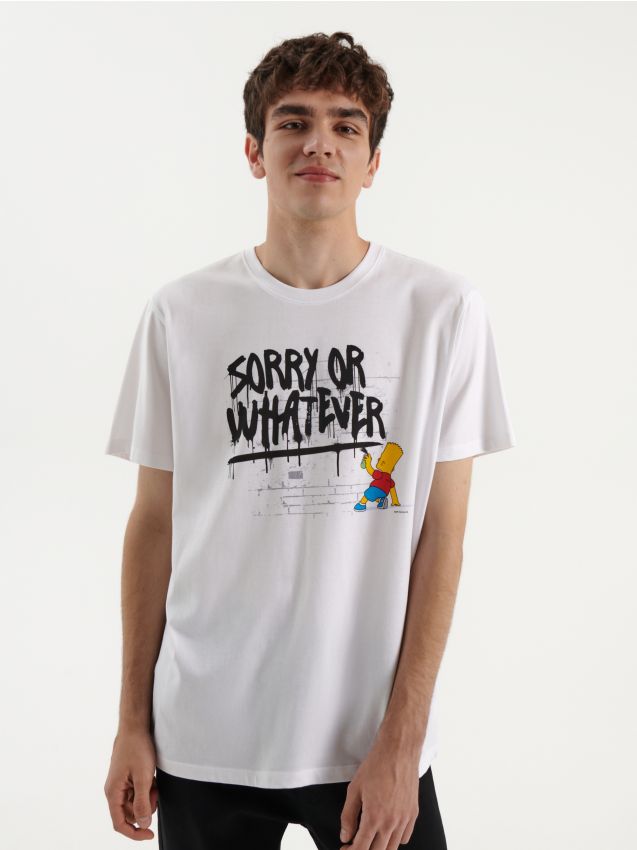 Тениска с принт The Simpsons Sorry Or Whatever - бял - HOUSE