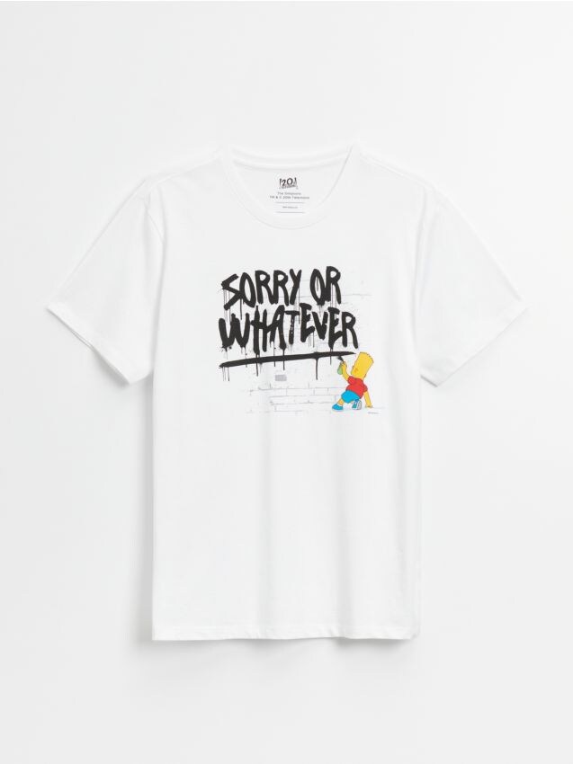 Tricou cu imprimeu The Simpsons Sorry Or Whatever - alb - HOUSE